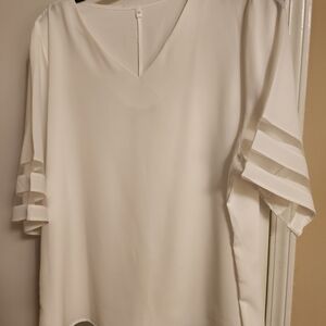 SHEIN White Ruffled Blouse with Bell Sleeves